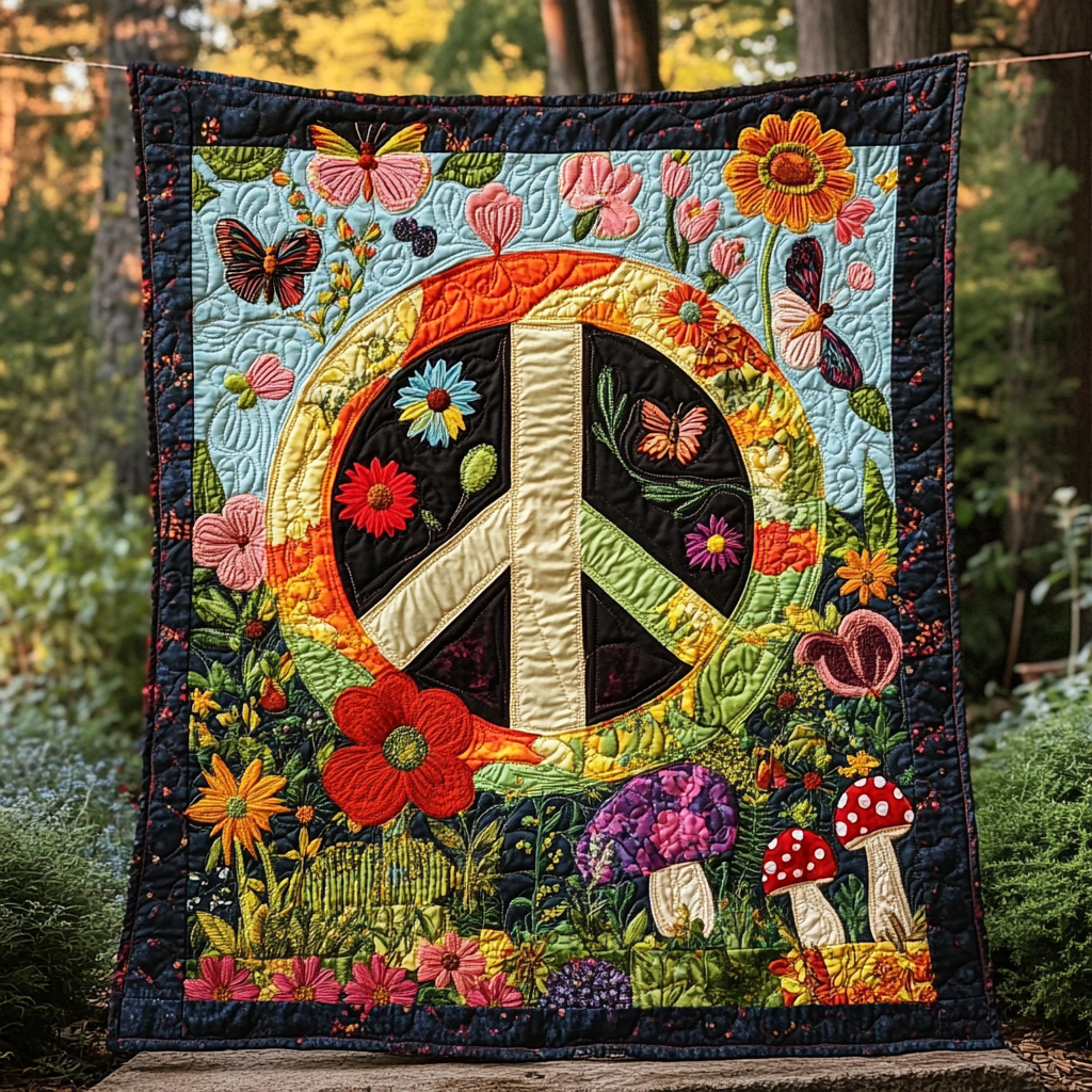 Hippie Peace DAI150125083 Quilt Blanket