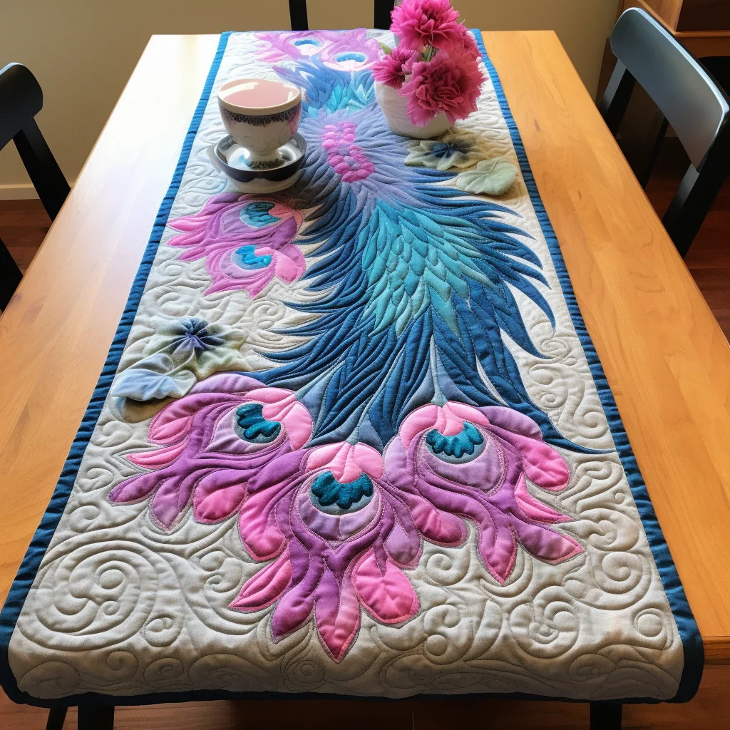 Peacock TAI260224476 Quilted Table Runner – Alpha Quilt
