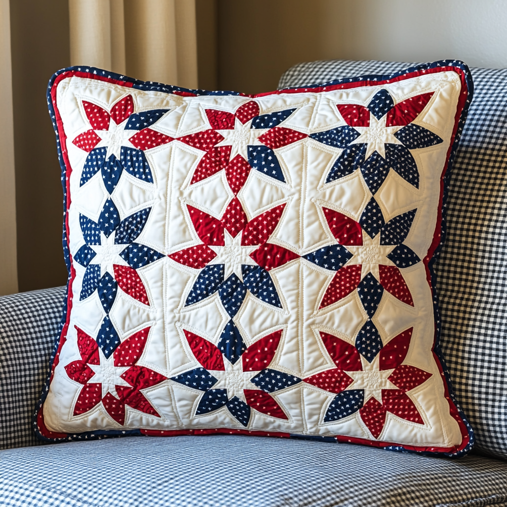 Patriotic Star DAI040225347 Quilted Pillow Case