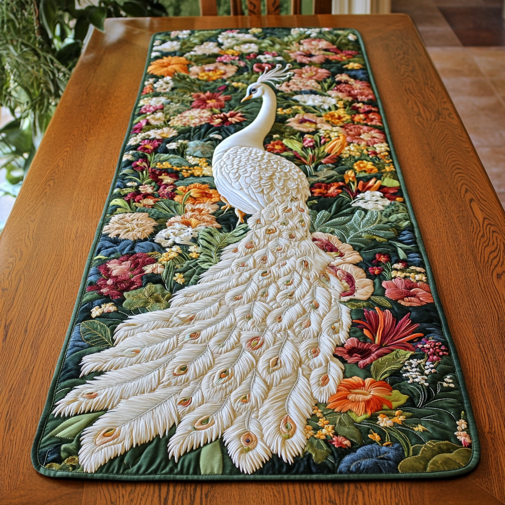 Peacock DAI040225494 Quilted Table Runner