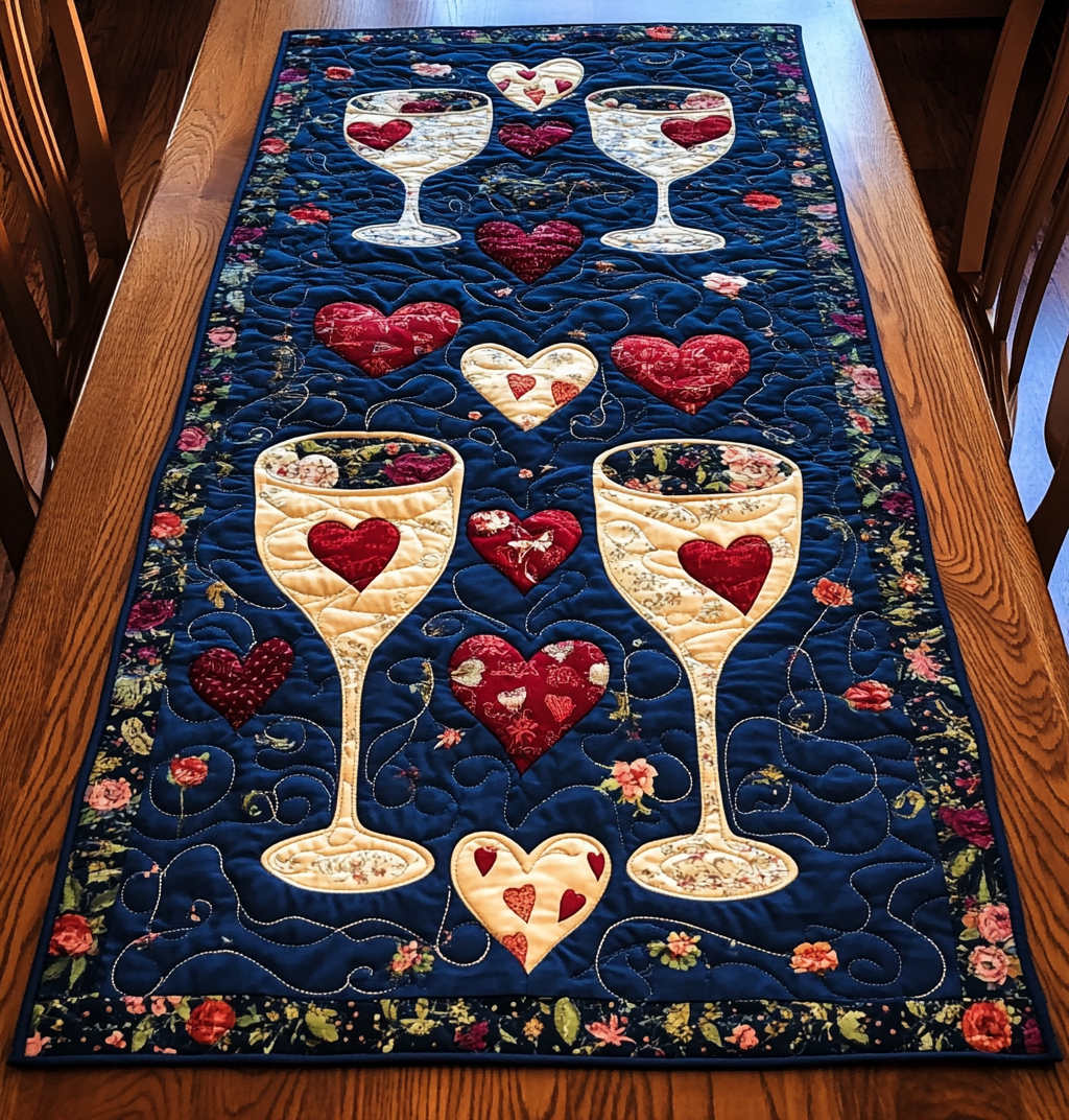 Wine Glass DAI110225389 Quilted Table Runner
