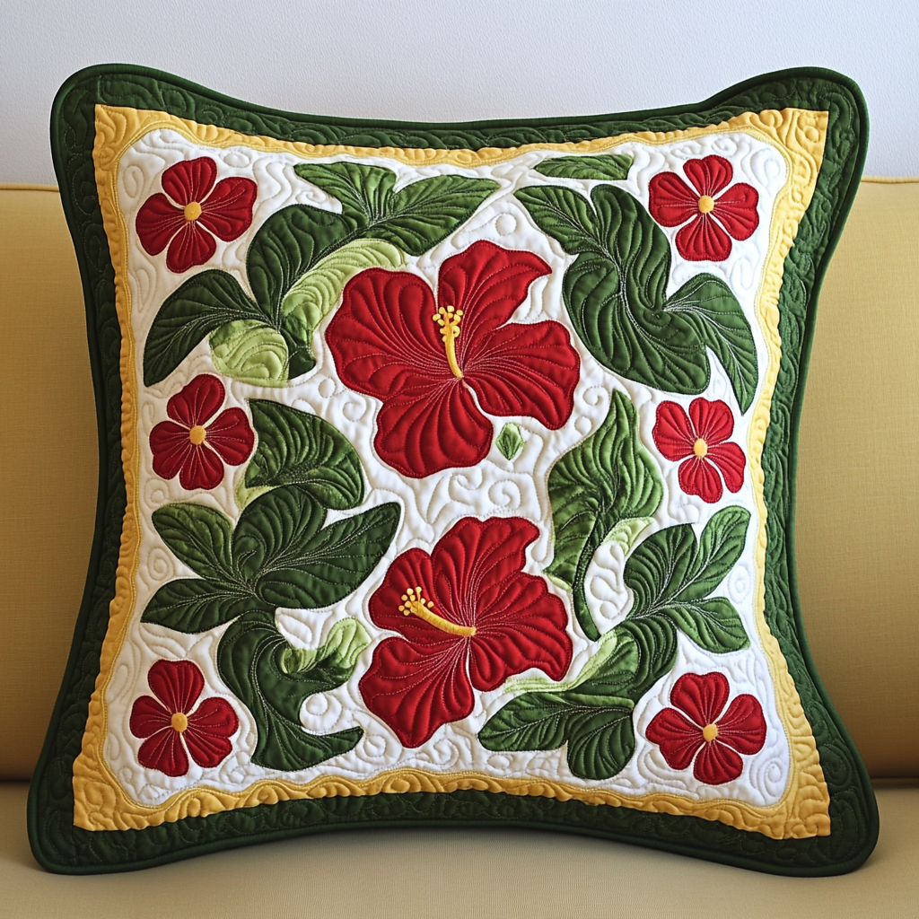 Hawaiian Hibiscus DAI040225368 Quilted Pillow Case
