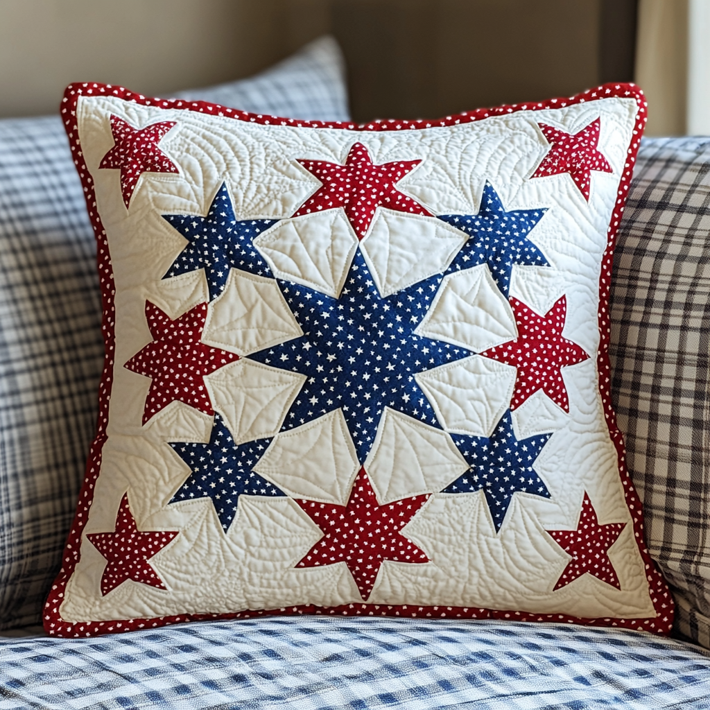 Patriotic Star DAI040225346 Quilted Pillow Case