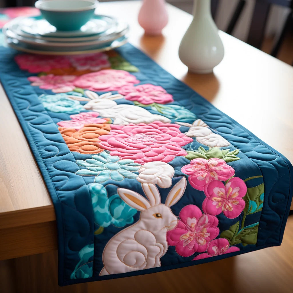 Lavender Bunny Wishes Quilted Table Runner NCU0DQQ0425
