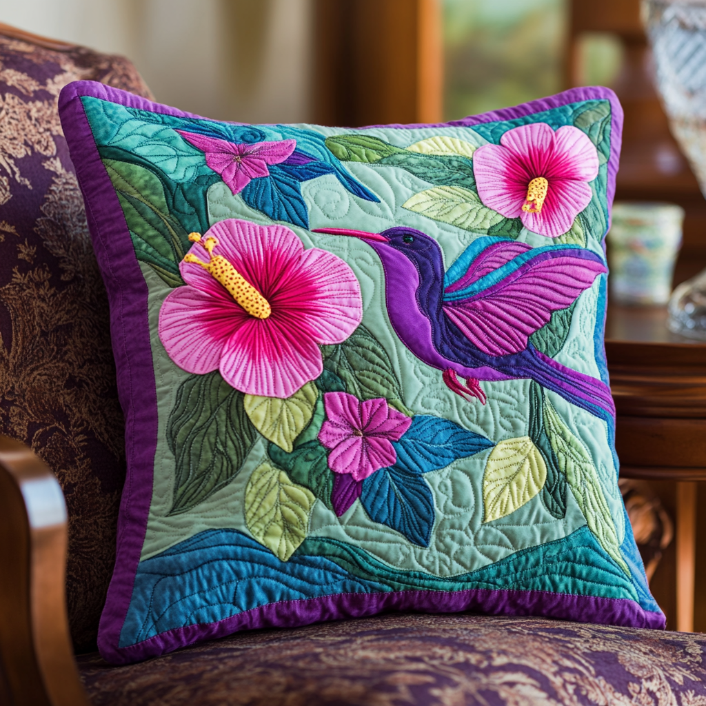 Hummingbird DAI110225263 Quilted Pillow Case