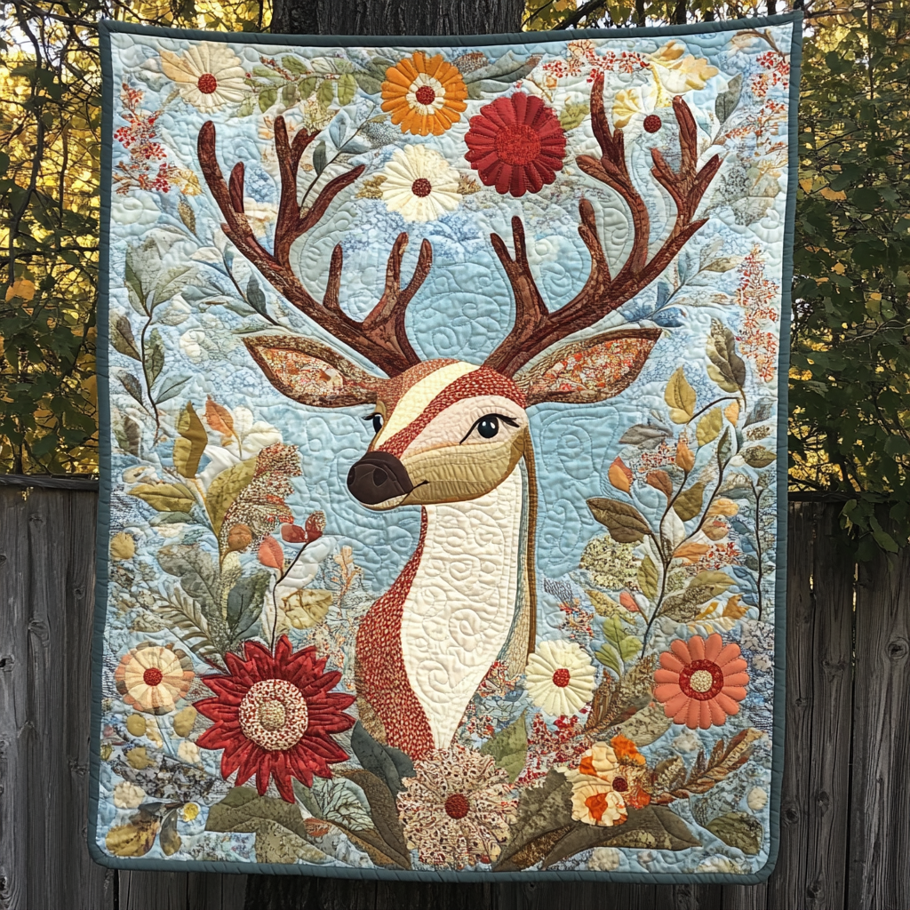 Floral Deer DAI200125234 Quilt Blanket