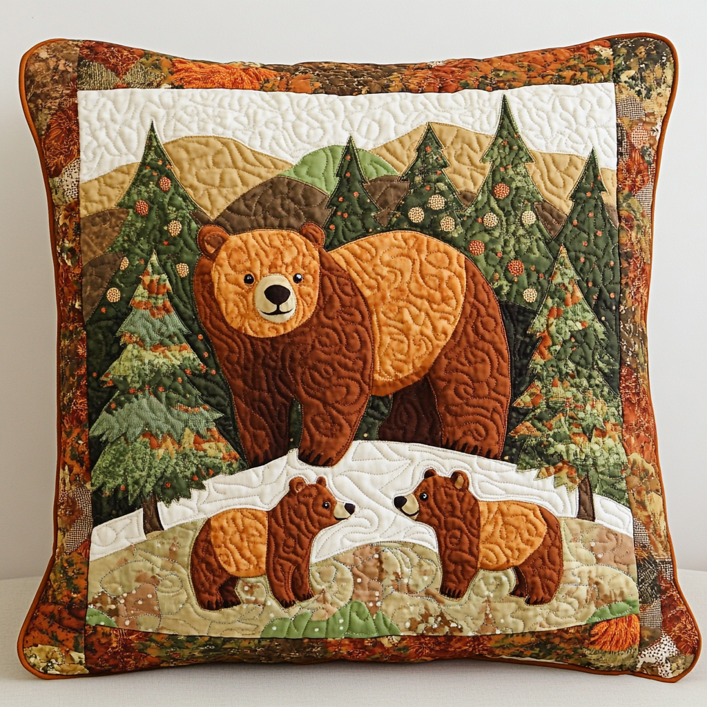 Woodland Bear DAI190225205 Quilted Pillow Case
