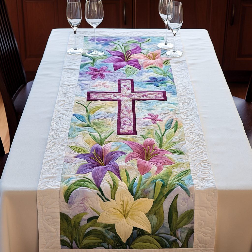 Easter Lily Cross DAI190225298 Quilted Table Runner