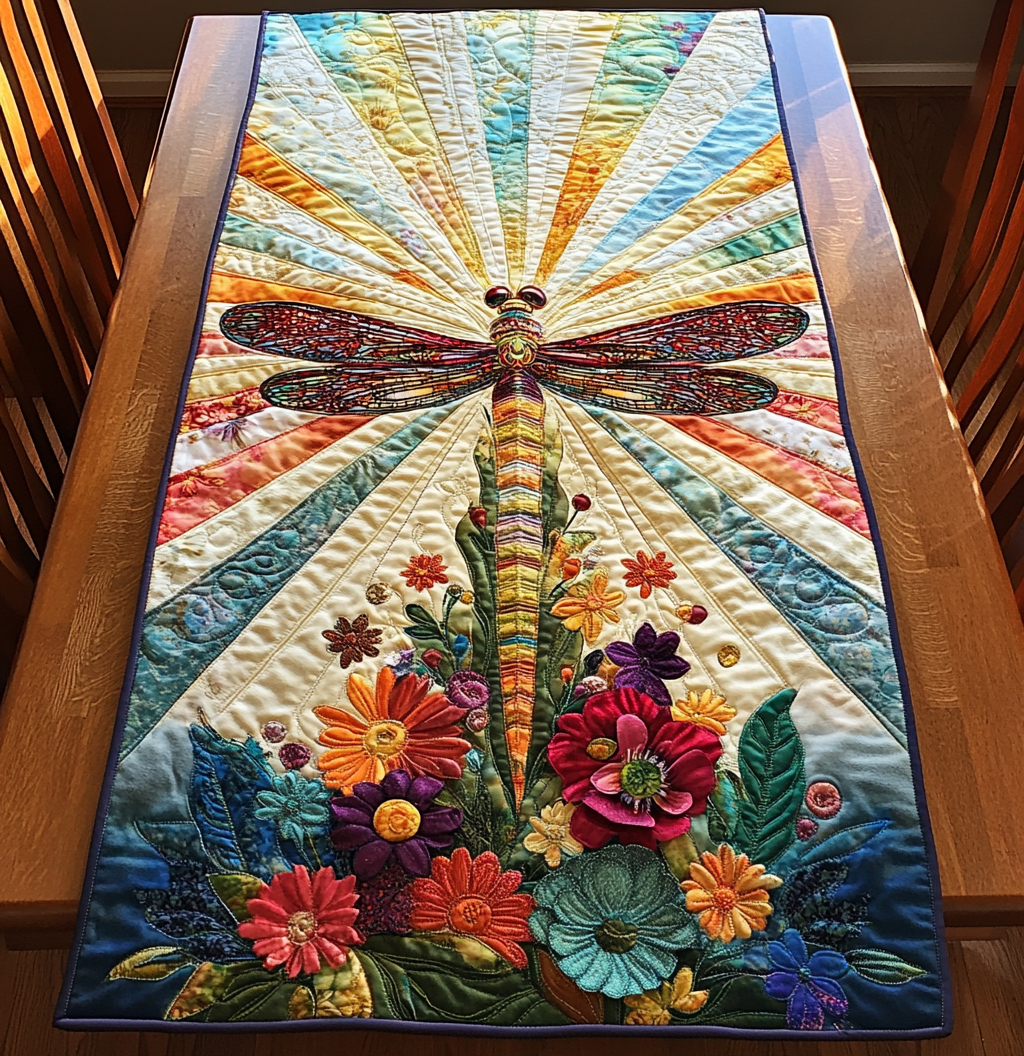 Dragonfly DAI150125312 Quilted Table Runner – Alpha Quilt