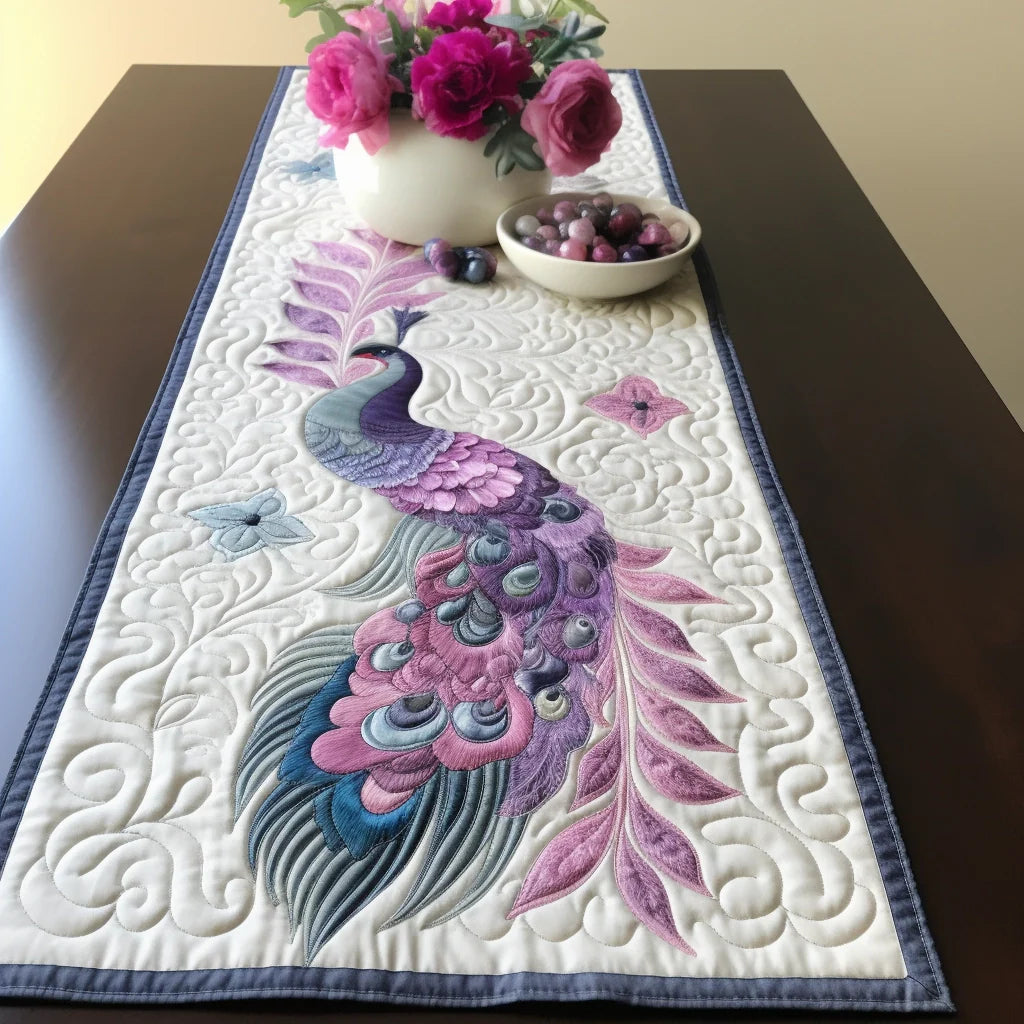 Peacock TAI260224472 Quilted Table Runner – Alpha Quilt
