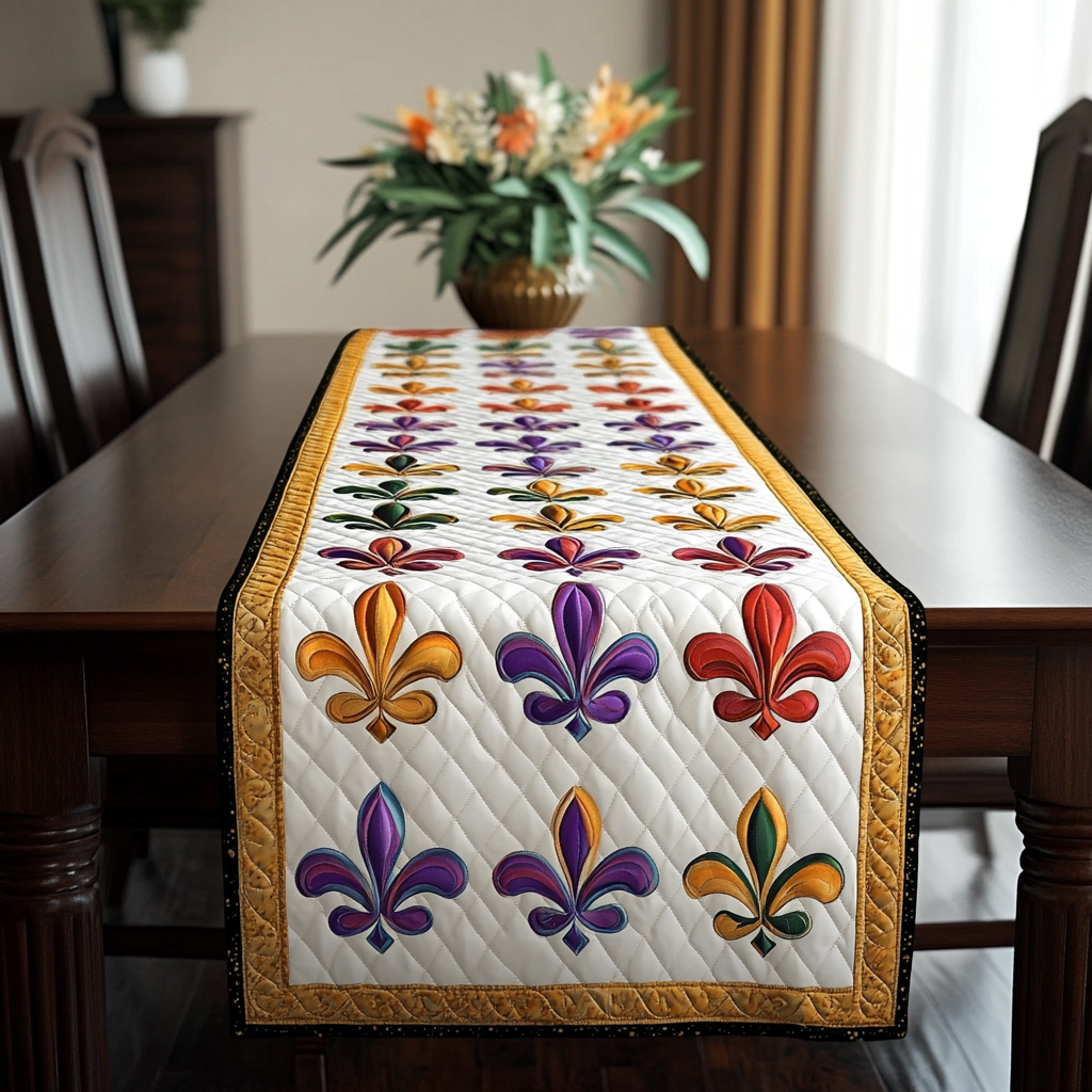 Mardi Gras Fleur De Lis DAI110225395 Quilted Table Runner