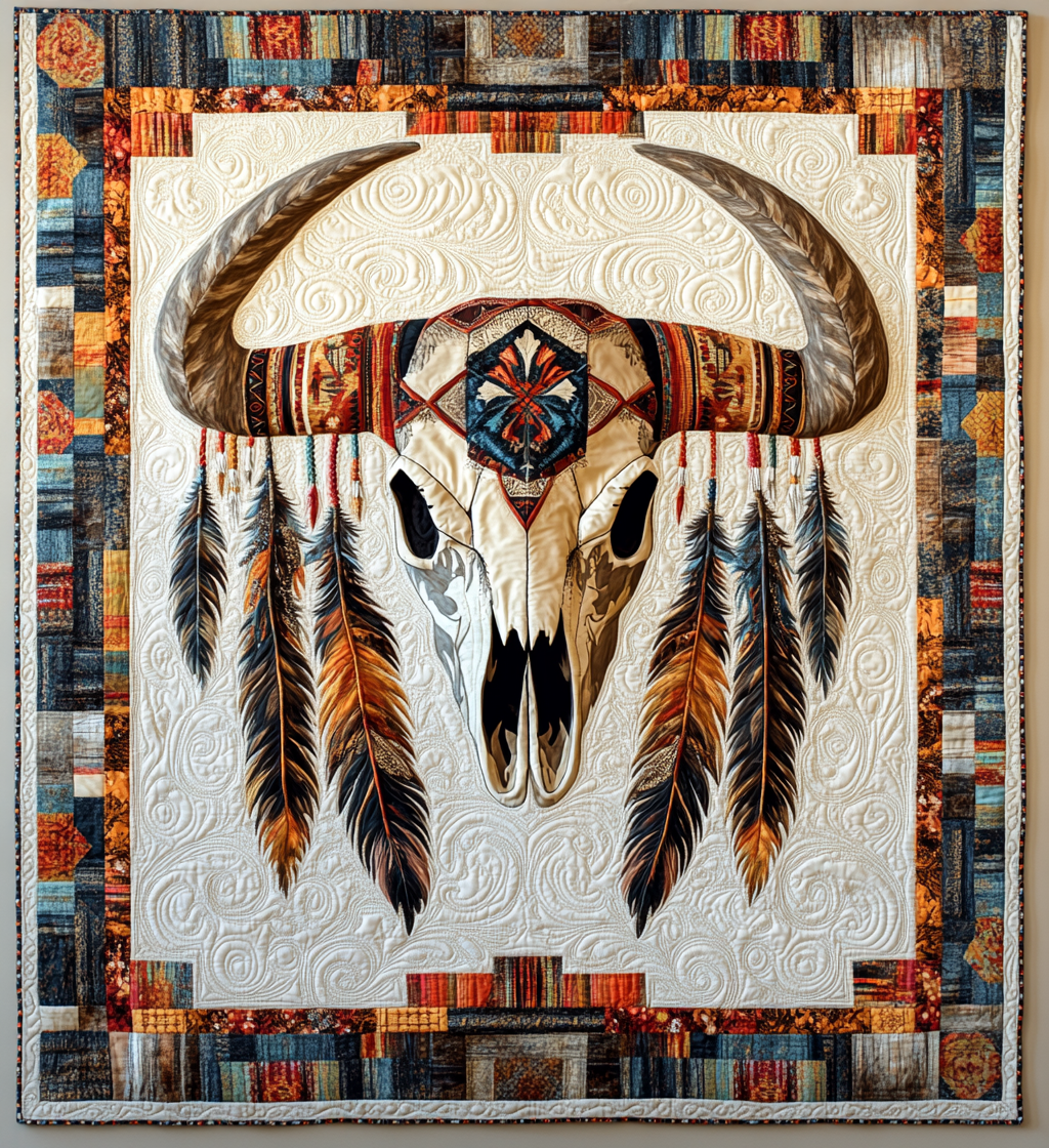 Tribal Bull Skull DAI171224026 Quilt Blanket