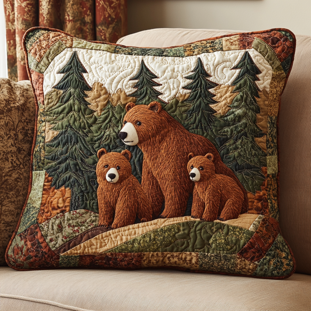 Woodland Bear DAI190225209 Quilted Pillow Case