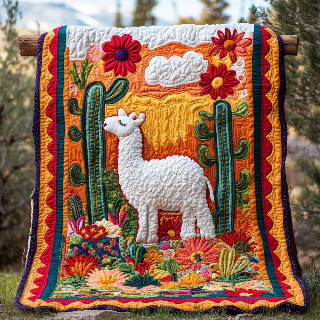 Cactus Alpaca DAI150125063 Quilt Blanket