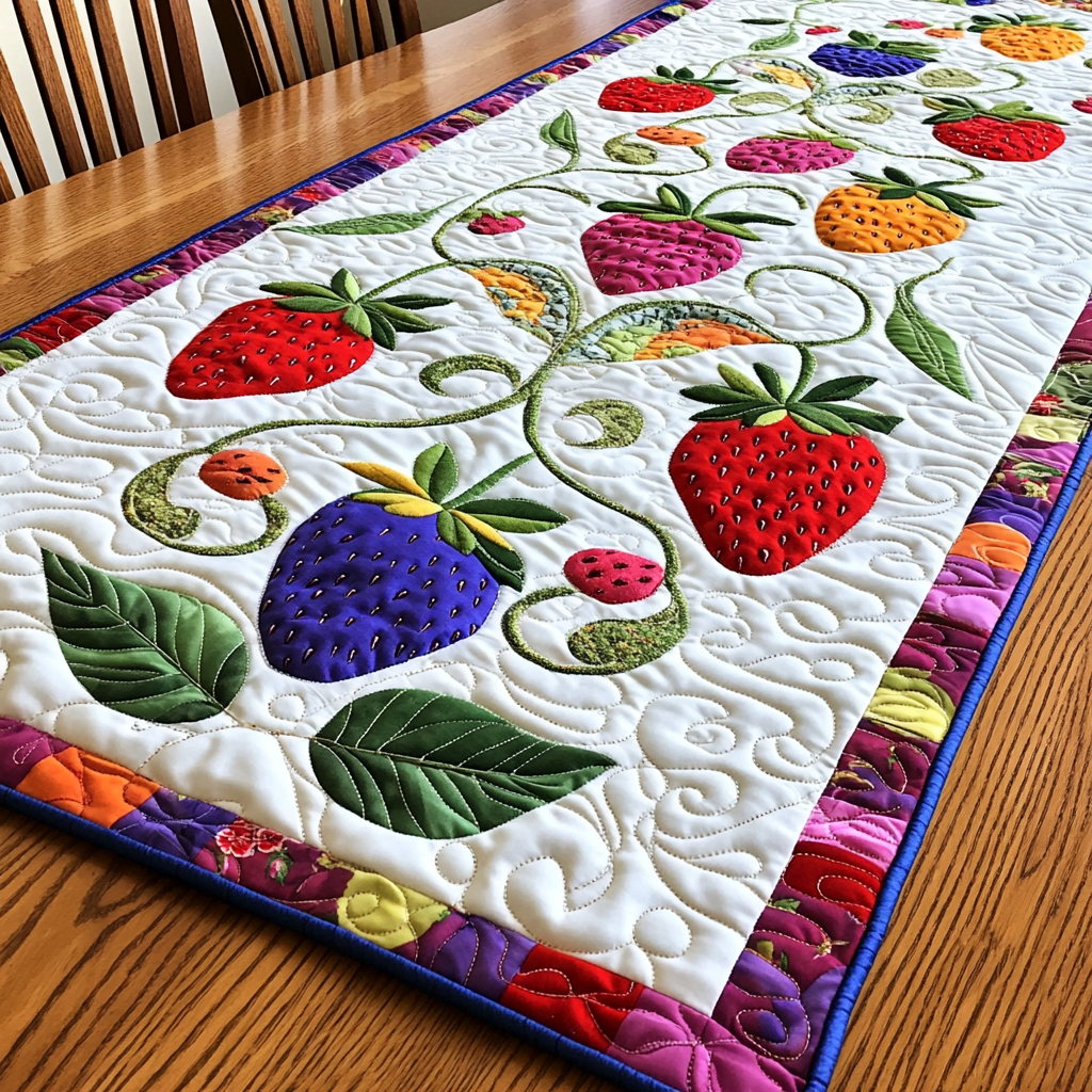 Strawberry DAI040225510 Quilted Table Runner