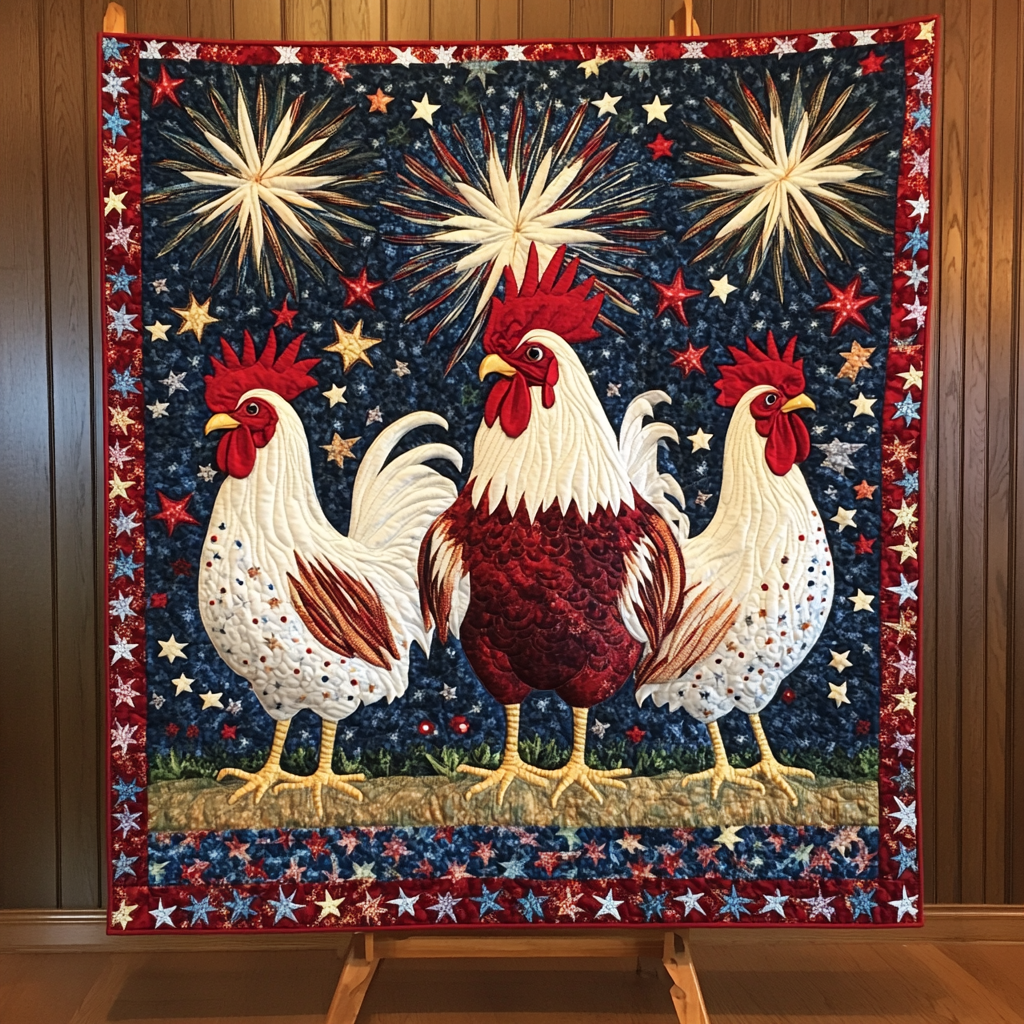 Patriotic Rooster DAI110225093 Quilt Blanket