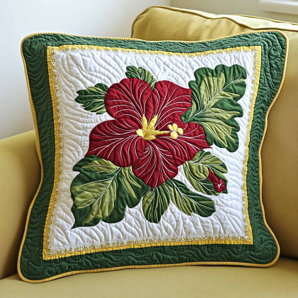 Hawaiian Hibiscus DAI040225367 Quilted Pillow Case