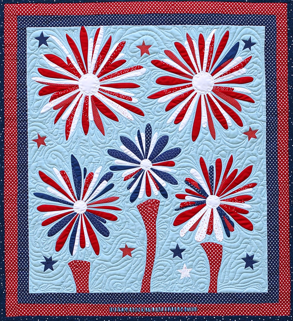 Patriotic Fireworks DAI040225013 Quilt Blanket