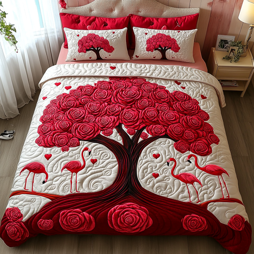 Valentine Flamingo DAI090125084 Quilt Bedding Set