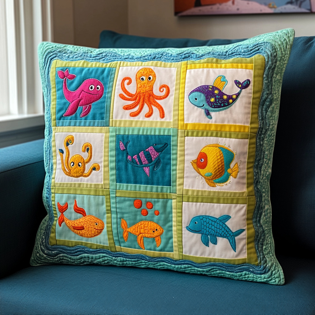 Sea Creatures DAI110225274 Quilted Pillow Case