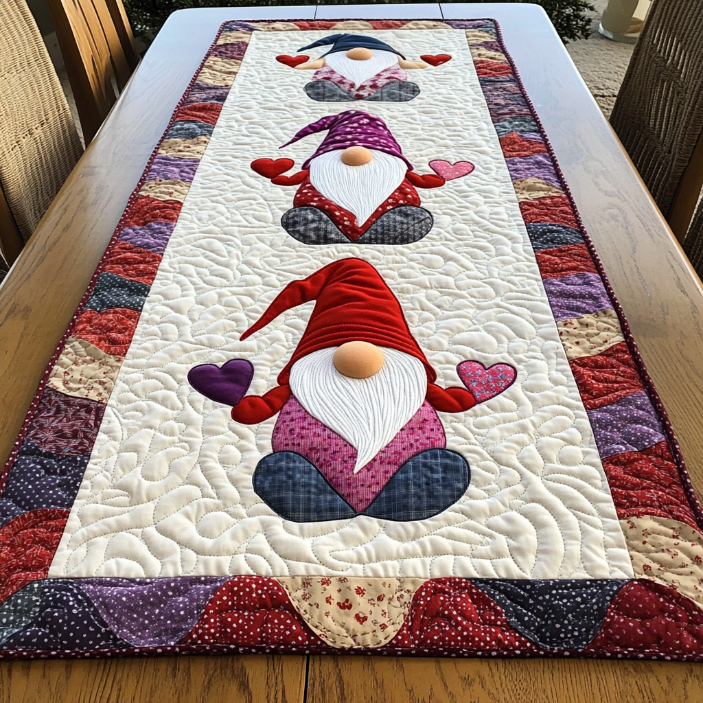 Valentine Gnome DAI090125311 Quilted Table Runner