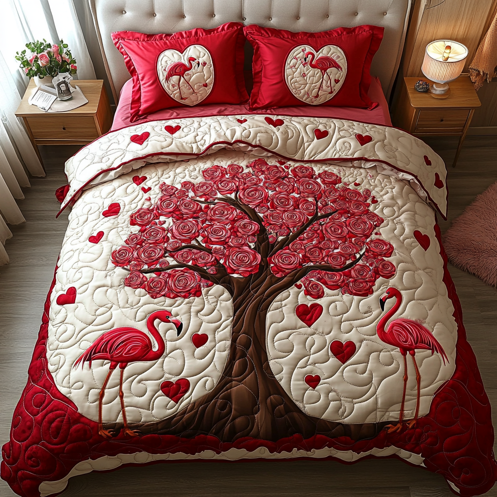 Valentine Flamingo DAI090125085 Quilt Bedding Set