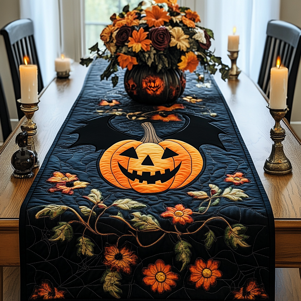 Halloween Pumpkin TAI021024209 Quilted Table Runner – Alpha Quilt