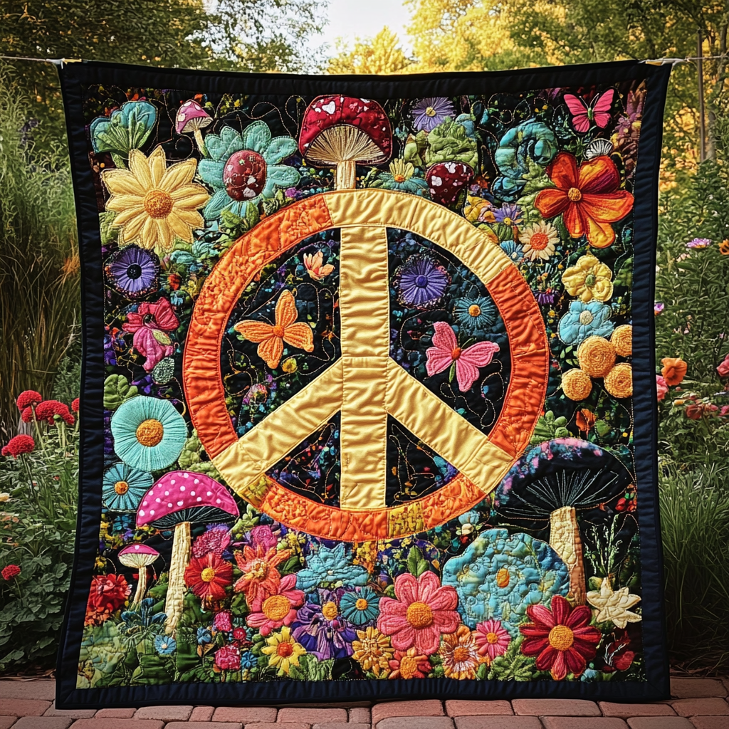Hippie Peace DAI150125081 Quilt Blanket