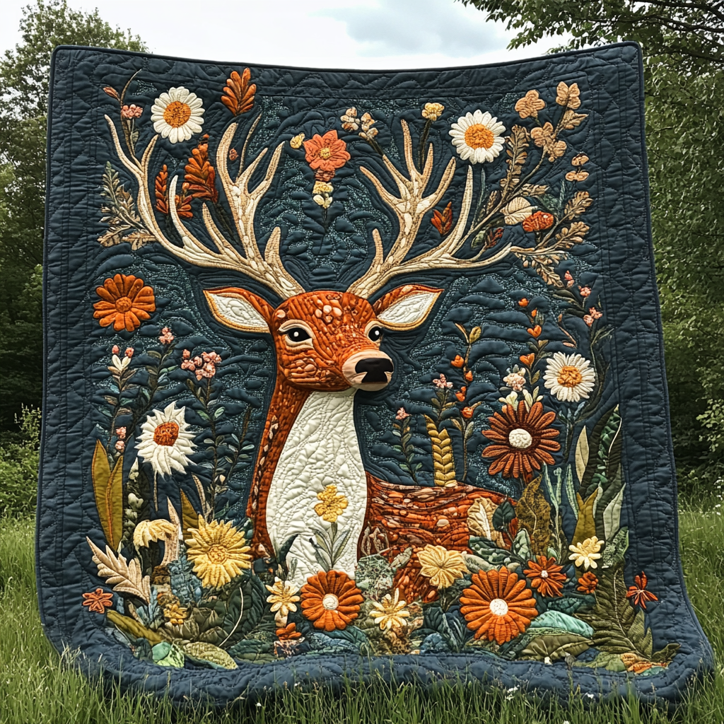 Floral Deer DAI200125236 Quilt Blanket