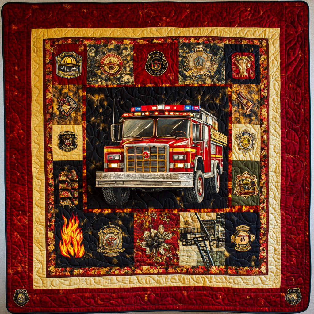 Firefighter Truck TAI101224214 Quilt Blanket