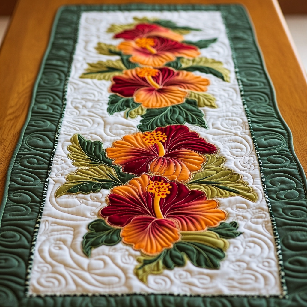 Hawaiian Hibiscus DAI110225329 Quilted Table Runner