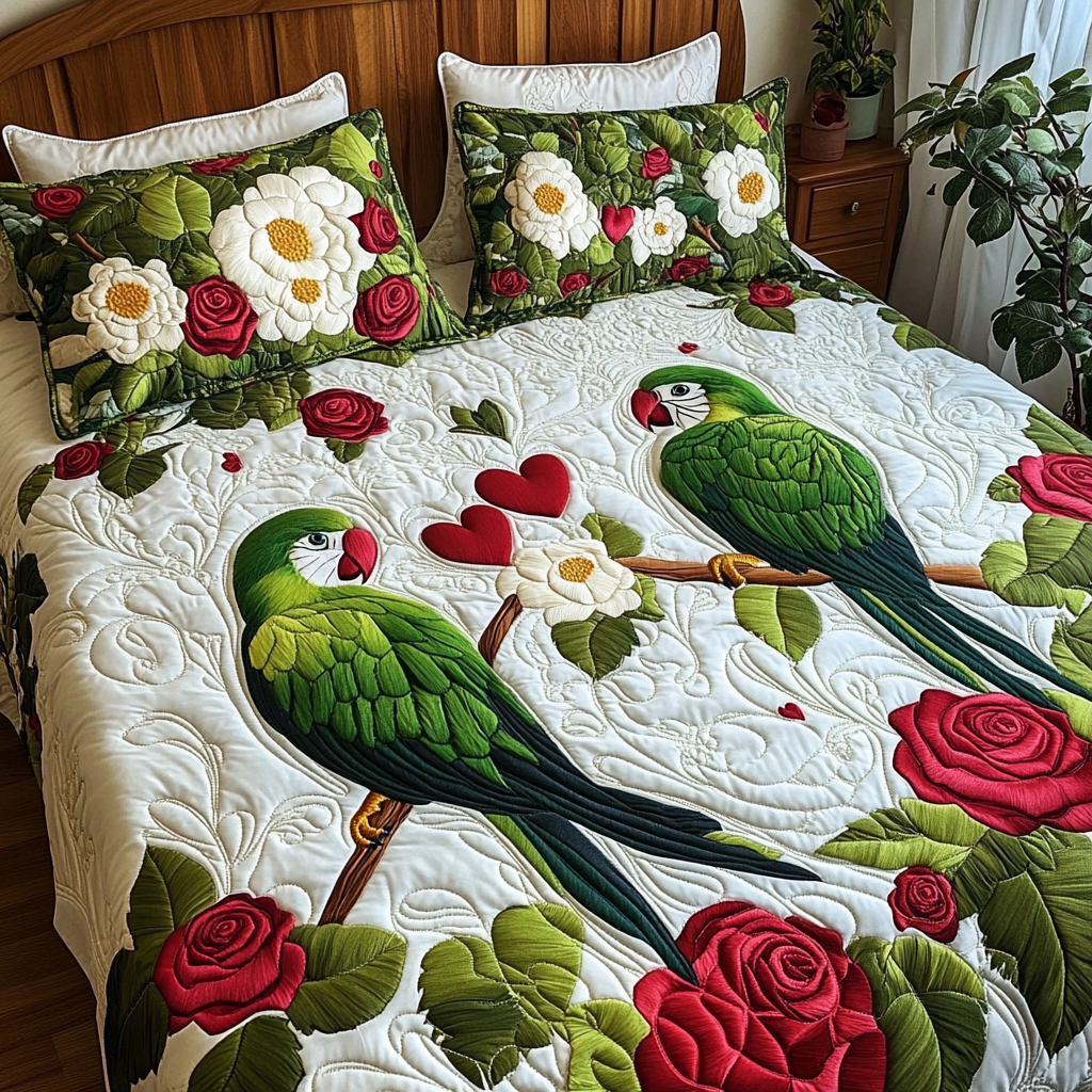 Valentine Parrot DAI150125278 Quilt Bedding Set