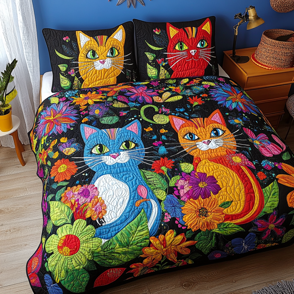 Cats In The Garden DAI110225186 Quilt Bedding Set