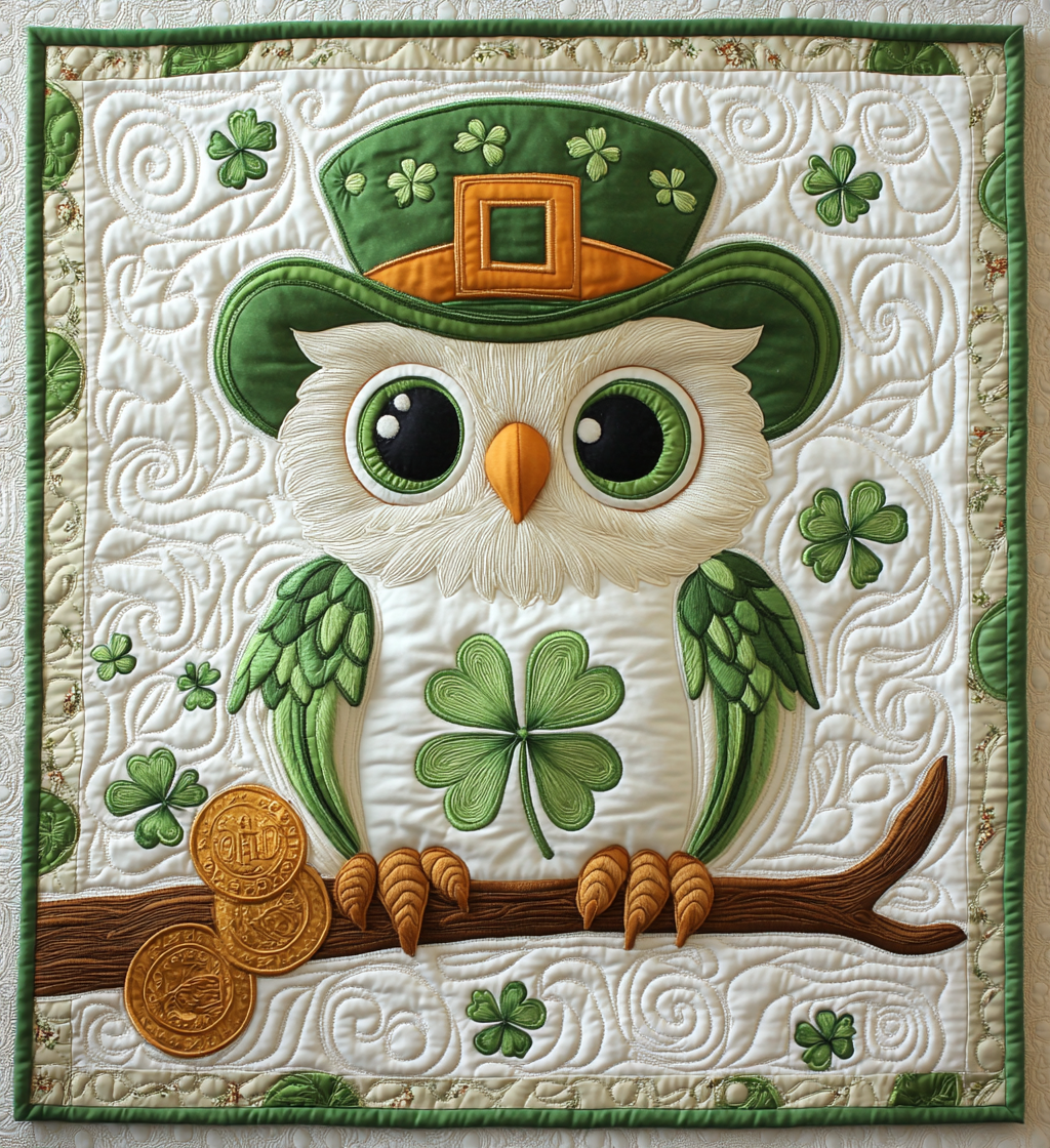 St Patrick's Day Owl DAI200125232 Quilt Blanket