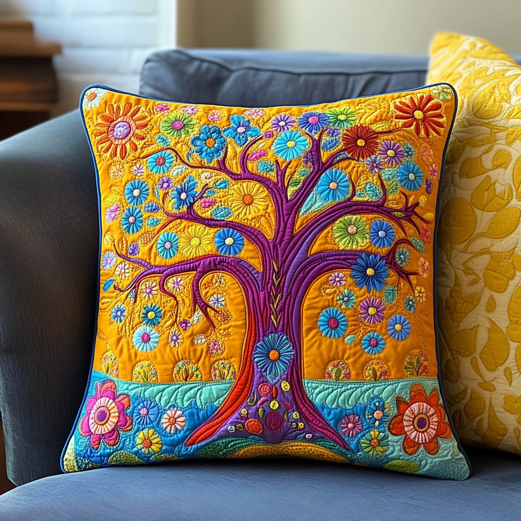 Hippie Tree Of Life DAI110225284 Quilted Pillow Case