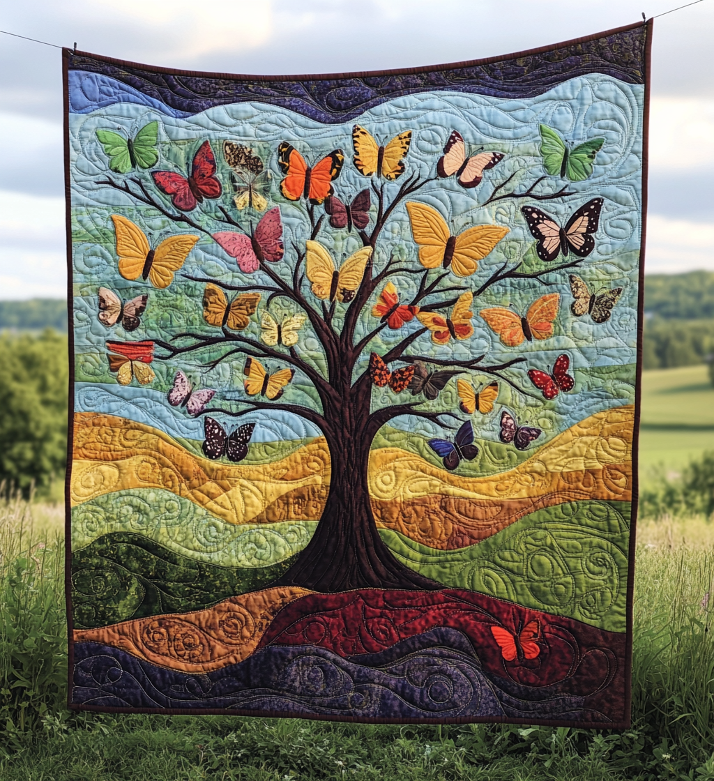 Tree Of Butterflies DAI150125077 Quilt Blanket