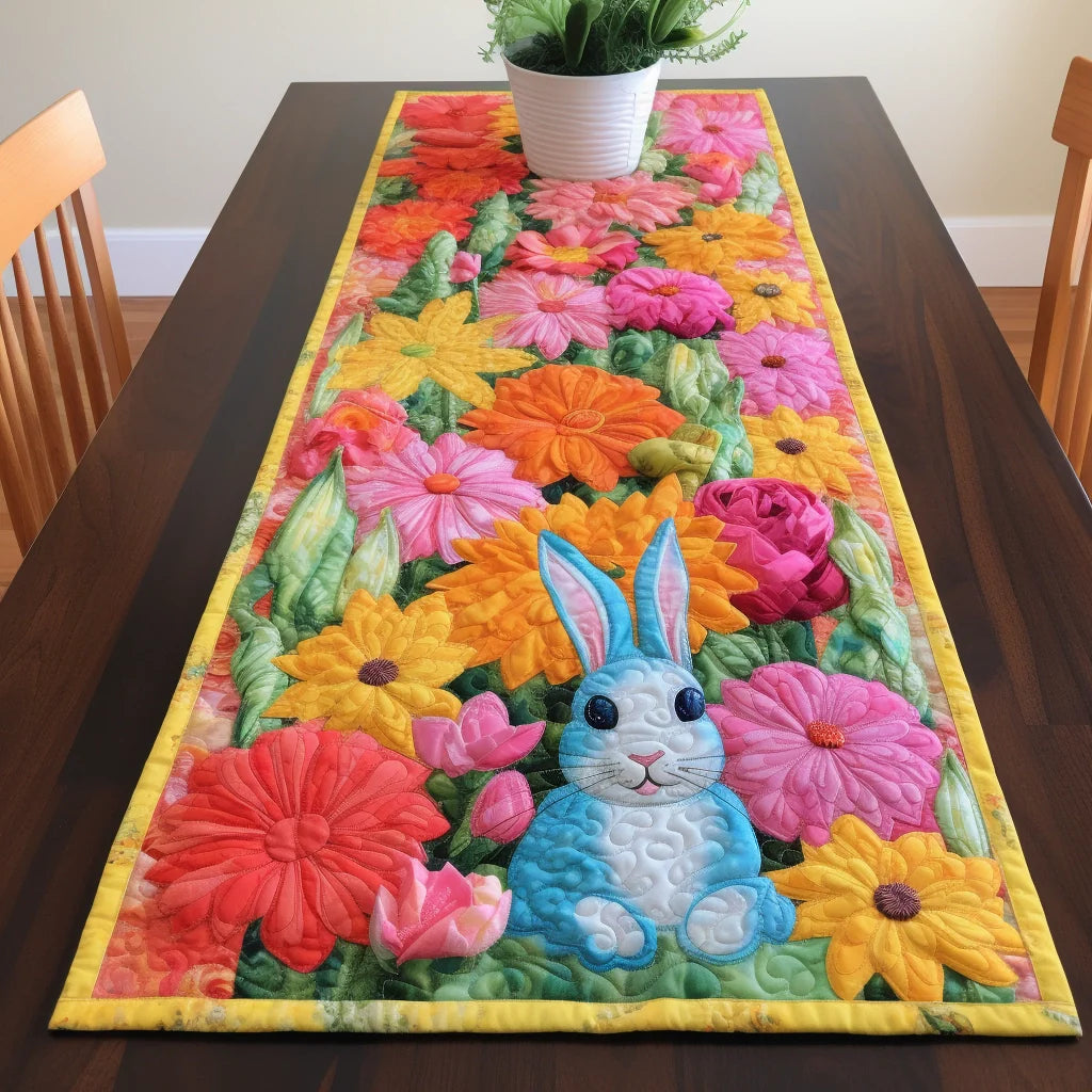 Stubborn Bunny Parade Quilted Table Runner NCU0DQQ0430