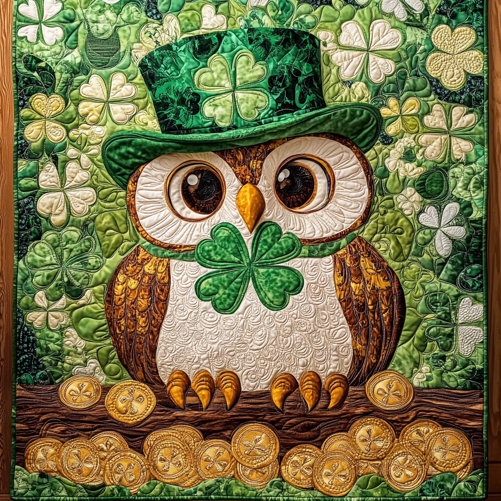 St Patrick's Day Owl DAI200125230 Quilt Blanket