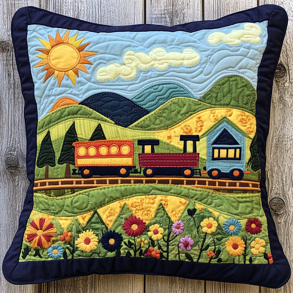 Train DAI110225297 Quilted Pillow Case