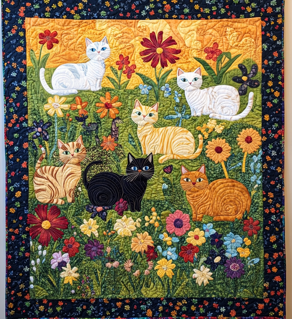Cats In The Garden DAI200125195 Quilt Blanket