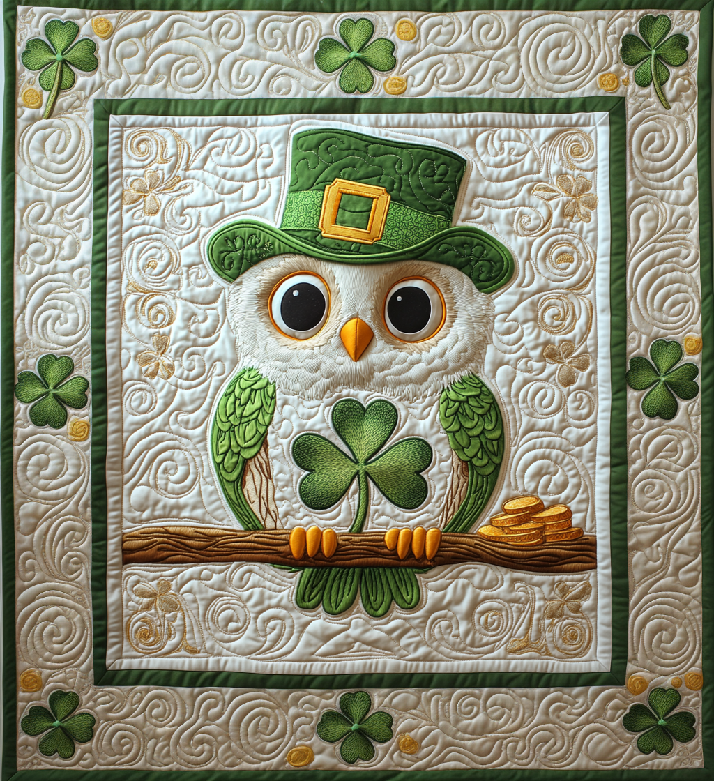 St Patrick's Day Owl DAI200125233 Quilt Blanket