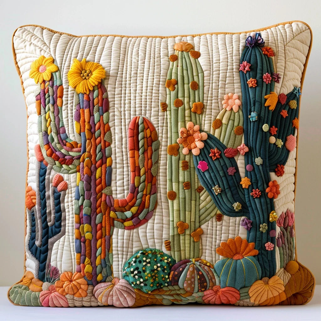 Embroidered cactus pillow hotsell