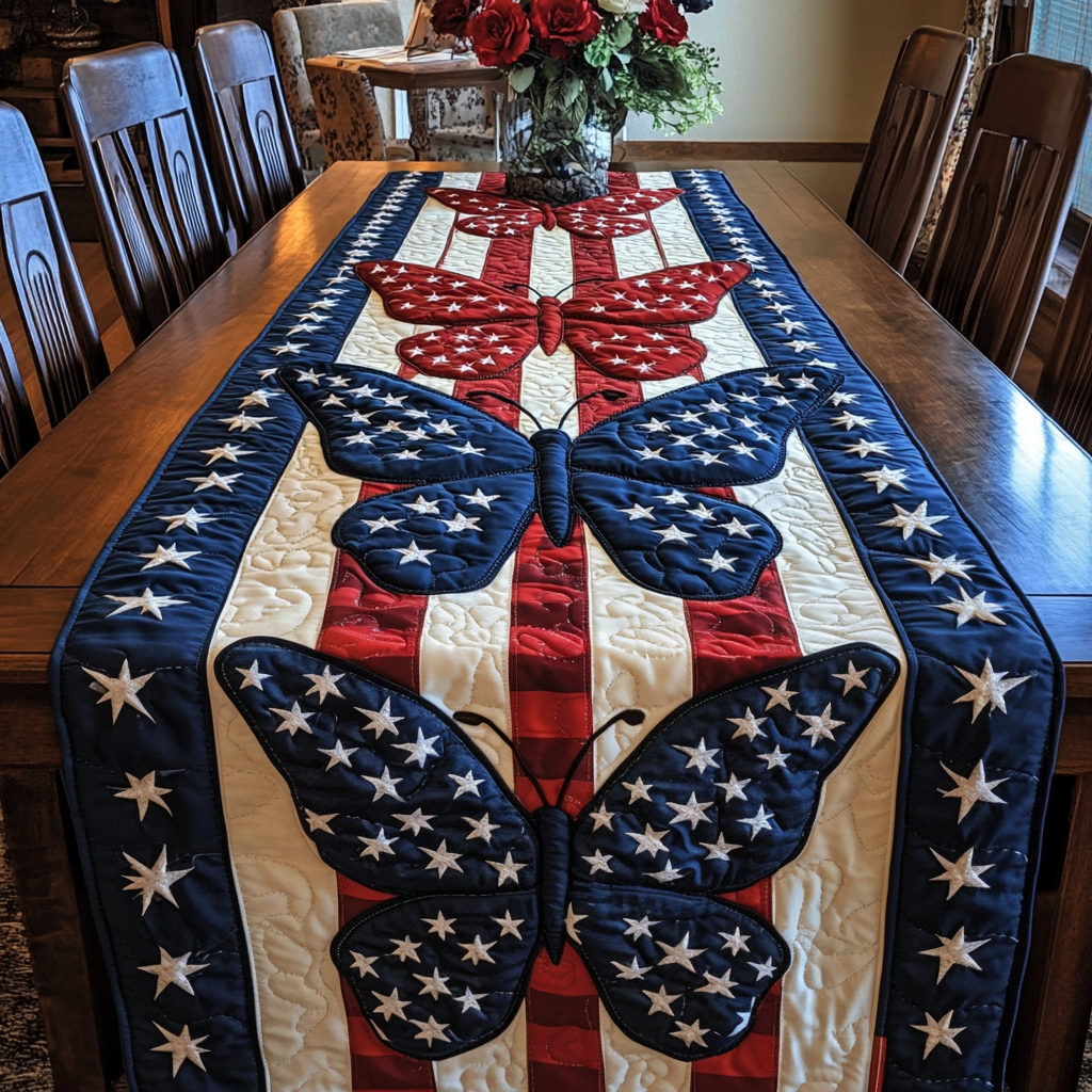 Patriotic Butterfly DAI190225271 Quilted Table Runner