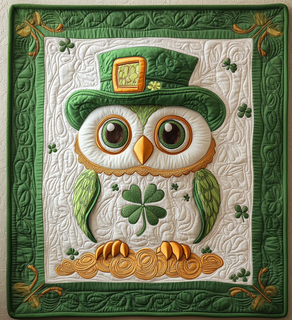 St Patrick's Day Owl DAI200125231 Quilt Blanket