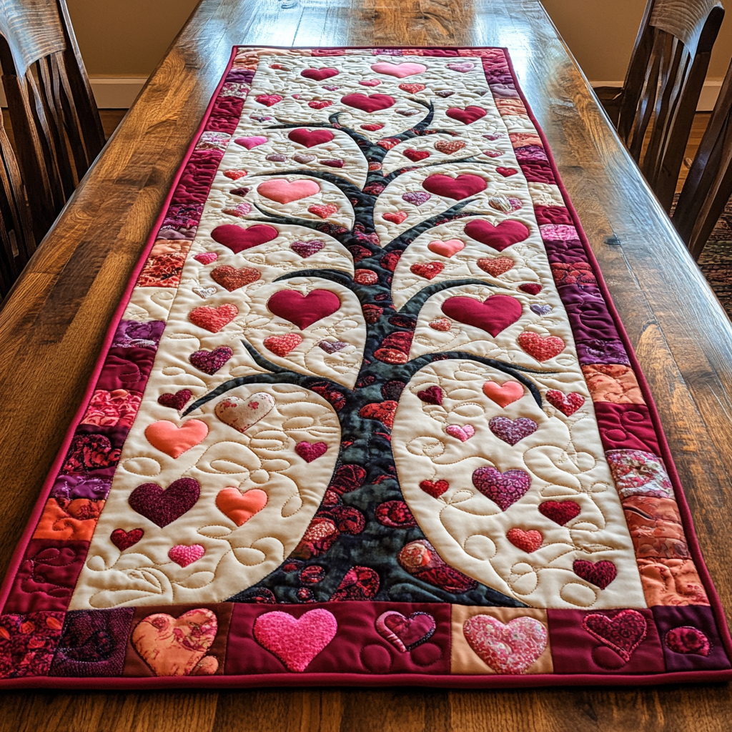 Tree Of Hearts DAI200125330 Quilted Table Runner