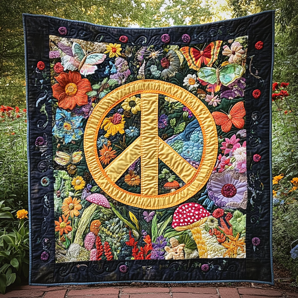 Hippie Peace DAI150125080 Quilt Blanket