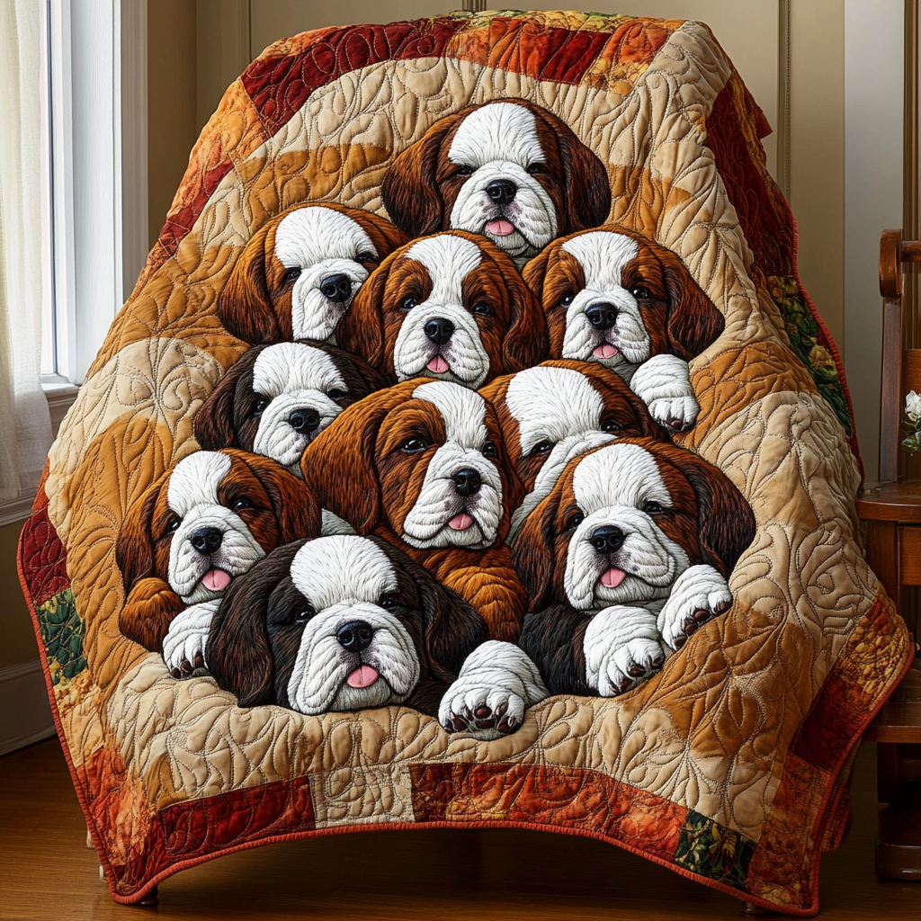 St Bernard Snuggles Quilted Blanket NCU0PT2339