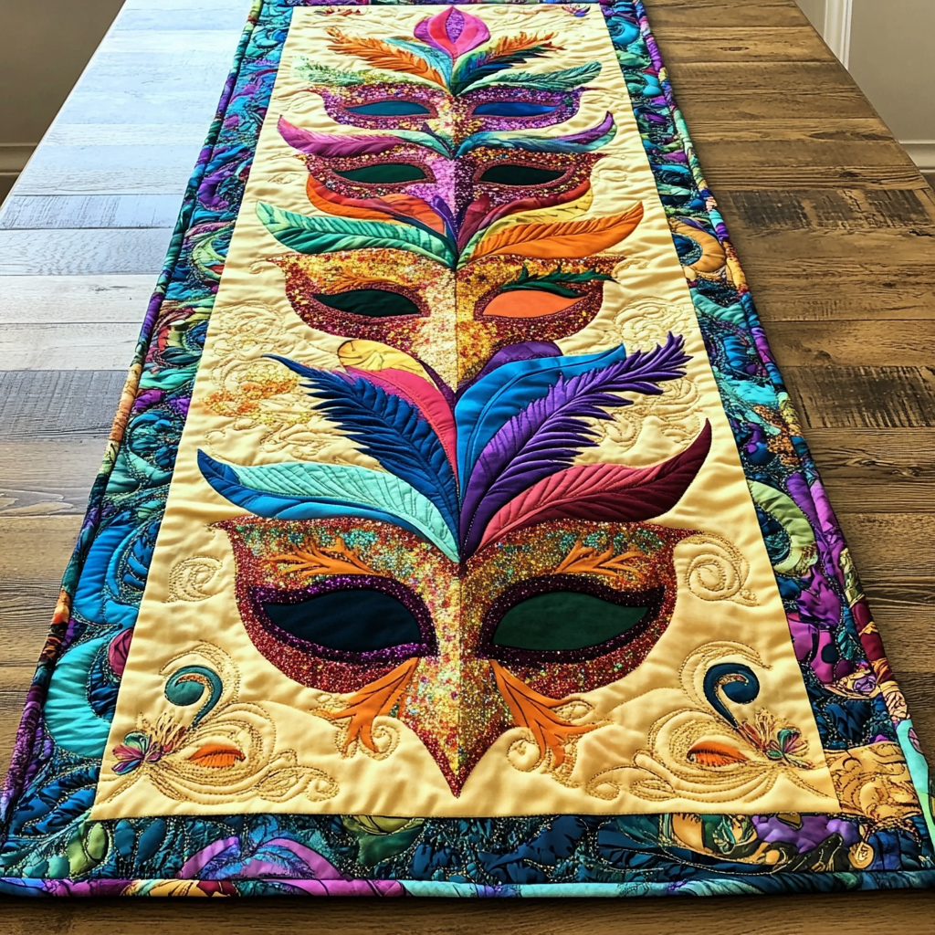 Mardi Gras Masquerade DAI110225399 Quilted Table Runner