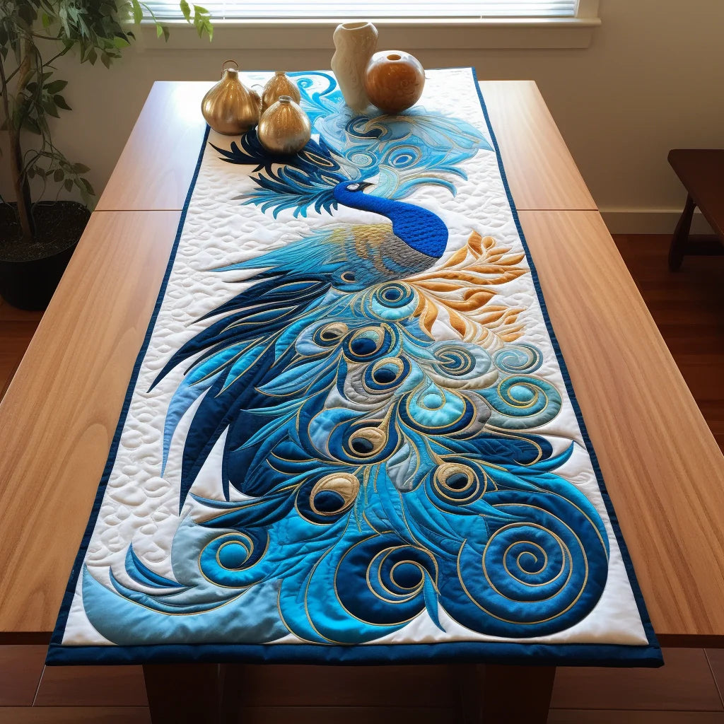 Peacock TAI260224491 Quilted Table Runner – Alpha Quilt