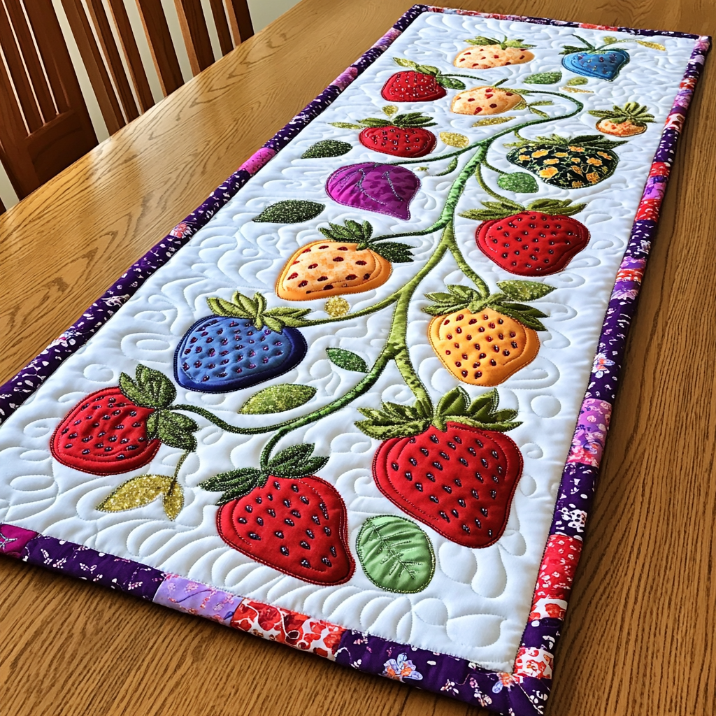 Strawberry DAI040225509 Quilted Table Runner
